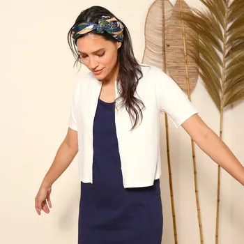 Dámský svetr Propínací svetr s krátkými rukávy bílá 54