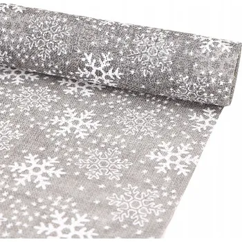 Vánoční dekorace Juta vánoční šedá sněhové vločky 48 cm 4,5 m