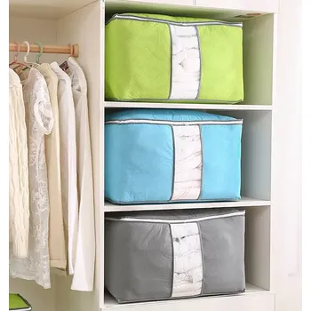 Úložný box Textilní úložný box s okénkem, světle modrý, malý