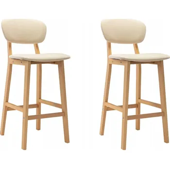 Barová židle Sada 2 barových židlí krémové barvy 45 x 47 x 92 cm, látka a bukové dřevo