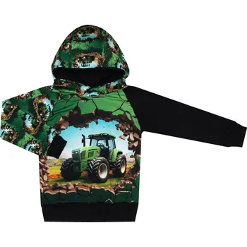 Mikina s kapucí - Traktory zelené Velikost: 80