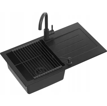 Granitový dřez Jednokomorový granitový dřez Quadron Johnny černý