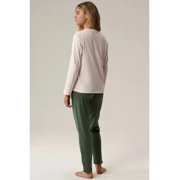 Dámské pyžamo Dámské pyžamo Atlantic NLP-498 - bavlna Zeleno-růžová 2XL