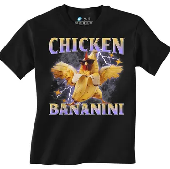 Chlapecké tričko Dětské tričko Italský Brainrot Chicken Bananini (Velikost: 5-6, Barva: Černá)