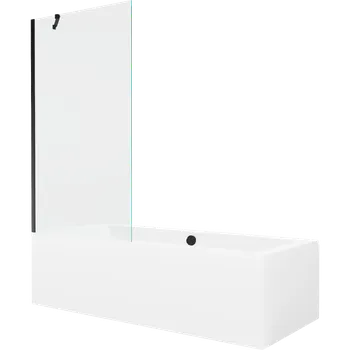 Mexen Cube obdélníková vana 170 x 80 cm s krytem a 1-křídlovou zástěnou 90 cm, transparentní, černá - 550517080X9509000070 Vany se zástěnou