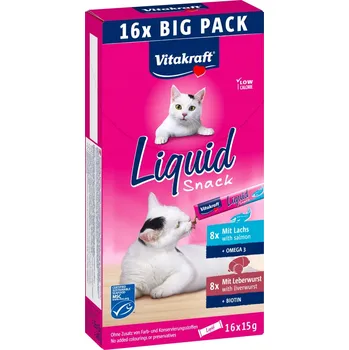 Pamlsek pro kočku Vitakraft Cat Liquid Snack játra+losos pamlsek pro kočky 16x15g