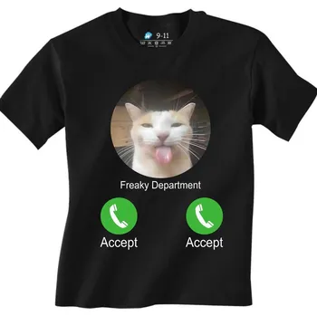 Chlapecké tričko Dětské tričko Kočičí Oddělení volá Phone Call (Velikost: 5-6, Barva: Černá)