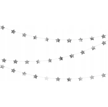 Vánoční dekorace Girlanda Hvězdičky, stříbrná, 3,6 m
