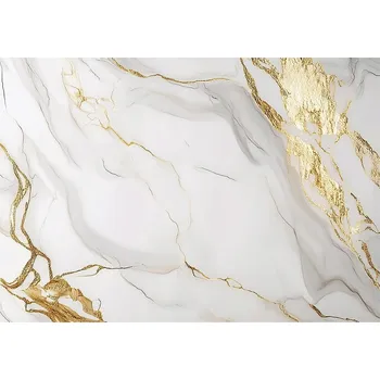 Fototapeta FOTOTAPETA BÍLÝ MRAMOR ZLATÁ LOŽNICE OBÝVACÍ POKOJ TAPETA VLIESOVÁ 200x140