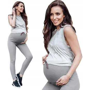 Dámské legíny MITAAMI těhotenské legíny dlouhé bavlna šedé velikost S