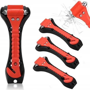 Kladivo 4x NOUZOVÉ KLADIVO S ROZBÍJEČEM OKEN DO AUTA A ŘEZAČKOU PÁSŮ