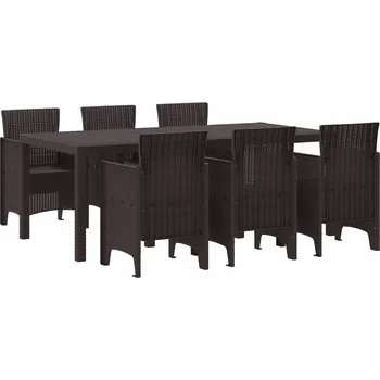 Zahradní sestava vidaXL Zahradní jídelní souprava 7 pcs Hnědá Polypropylen [3378717]