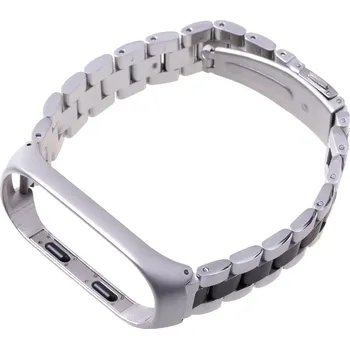 Ostatní příslušenství k chytrým hodinkám Kovový náramek na Xiaomi Mi Band 3/4 – stříbrno‑černý