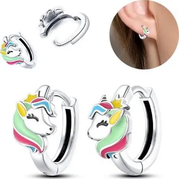 Náušnice Prosperk Stříbrné náušnice kruhy Jednorožec S4838