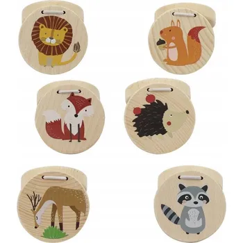 Dřevěná hračka Dřevěné kastaněty Zvířátka 6 ks Askato