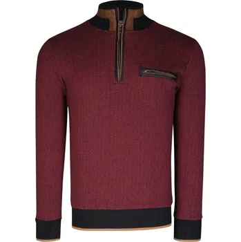 Pánský svetr Pánský vzorovaný bordó svetr dewberry černá | tmavě červená 3518030