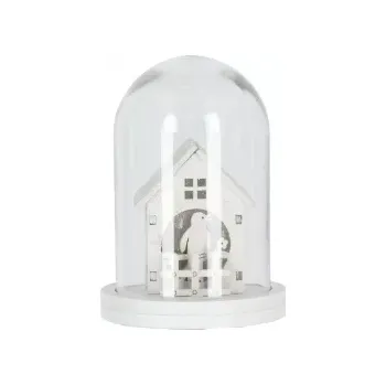 Vánoční dekorace Vánoční LED domeček ve skle – bílý
