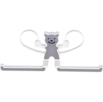 Věšák Multifunkční věšák s medvídkem – šedý plastový držák do koupelny a na balkon