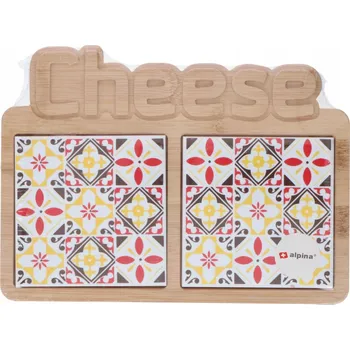 Kuchyňské prkénko Bambusové prkénko na sýry s ozdobnými dlaždicemi ALPINA 17x23 cm