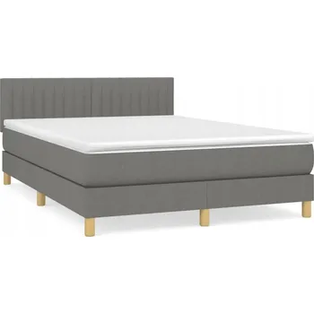 Postel Kontinentální postel tmavě šedá 203 x 144 x 78/88 cm s matrací 140 x 200