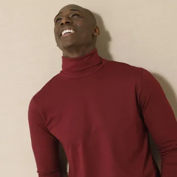 Pánské tričko Blancheporte Tričko s rolákem a dlouhými rukávy bordó 157/166 (6XL)