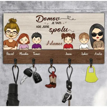 dřevěná podlaha Věšáky na klíče - Domov je tam, kde jsme spolu 3 20 cm x 40 cm