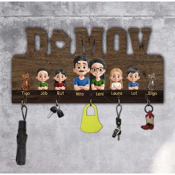 dřevěná podlaha Věšáky na klíče - 3D Domov je tam, kde jsme spolu 6 Věšák - 20 cm x 40 cm