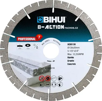 Řezný kotouč Bihui DCBS120 - řezný kotouč na dlažbu pro vodní pilu Bihui TCSA Průměr: 130mm