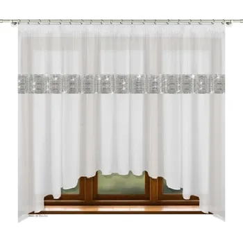 Záclona BytoTex Hotová záclona s řasící páskou L239 bílá se zirkony 400x155 cm