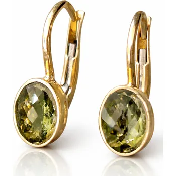 Náušnice Vltavín Moldavite Zlaté náušnice s vltavínem P20 0035