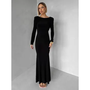 Dámské šaty Černé jednoduché společenské dlouhé šaty MORIEL Velikost: ONESIZE