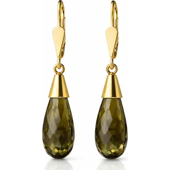 Náušnice Zlaté visací náušnice s vltavíny ve tvaru kapek P20 0146