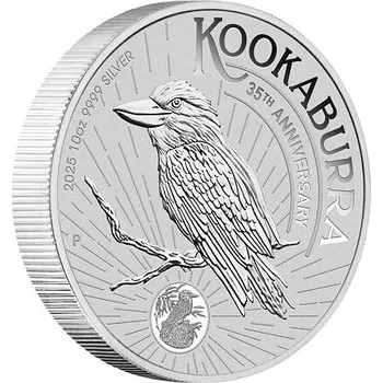 Sběratelství Stříbrná mince 10 Oz Australian Kookaburra (Ledňáček) 2025 35.výročí (1990-2025)