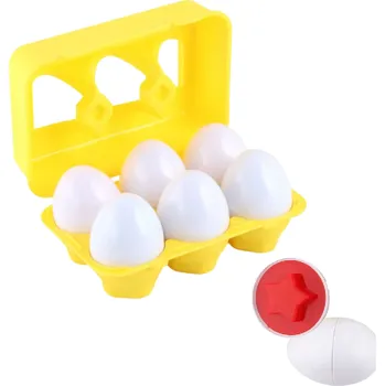 Hračka pro nejmenší 6 ks senzorická vzdělávací vajíčka 4,5 x 5 cm Třídění tvarů v plastovém boxu Křížek Srdce Hvězdička Rozvoj motoriky a koordinace pro děti 3+