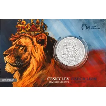 Stříbrná dvouuncová investiční mince Český lev 2021 standard číslovaný
