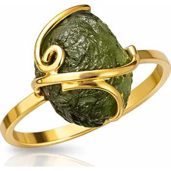 Prsten Vltavín Moldavite Zlatý prsten s vltavínem P27 0002