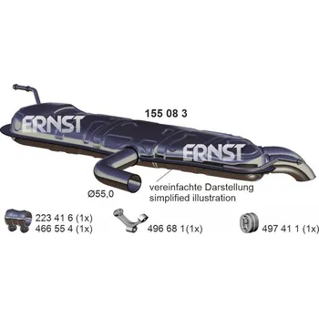 Tlumič výfuku Zadní tlumič výfuku ERNST 155083