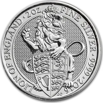 Stříbrná mince 2 Oz Lion of England The Queens Beasts 2016