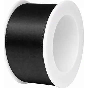 Stuha Stuha saténová černá 40mm x 3m (9,-Kč/m) (Jednobarevná saténová stuha, barva černá, oboustranný satén)