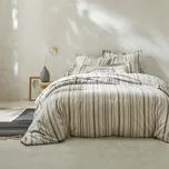 Blancheporte Flanelové pruhované povlečení s barvenými vlákny šedá napínací prostěradlo 140x190 cm