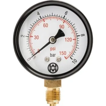 Melscher MANOMETR RADIÁLNÍ, ROZSAH 0-10 BAR, 1/4'', průměr 63 mm, SPODNÍ PŘÍPOJ