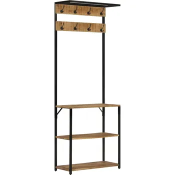 vidaXL Věšák s botníkem z mangového dřeva 68 x 30 x 182 cm hnědý/černý