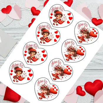 Jedlá dekorace na dort Zamilované srdíčko "Holčičky " srdce kulaté (VYŘEZÁNO)