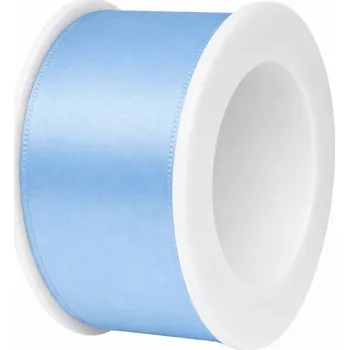 Stuha Stuha saténová světle modrá 40mm x 2,5m (10,-Kč/m) (Jednobarevná saténová stuha, barva světle modrá, oboustranný satén)