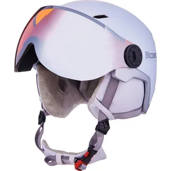 Dámská lyžařská helma se štítem BLIZZARD-(II. Quality) W2W Double Visor ski helmet, white matt, orange lens, mirror Bílá 56/59 cm