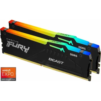 KINGSTON DIMM DDR5 64GB (Kit of 2) 6000MT/s CL36 FURY Beast RGB EXPO