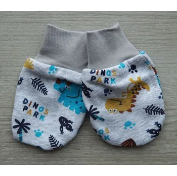 Rukavice AMÁLKA Bavlněné rukavičky šedé, dino Velikost: 68-80