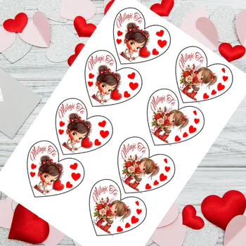 Jedlá dekorace na dort Zamilované srdíčko "Holčičky s mašličkou" srdce klasika (VYŘEZÁNO)