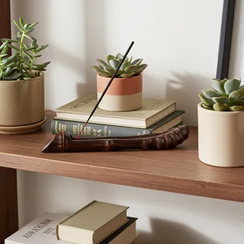 Aroma lampa Stojánek na Vonné tyčinky loďka bambus 4 / keramika 25cm