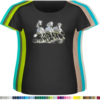 Dámské tričko levne-damske-bavlnene-tricko-potisk-tri-bili-kone Barva: Black -černá, velikost: 6XL